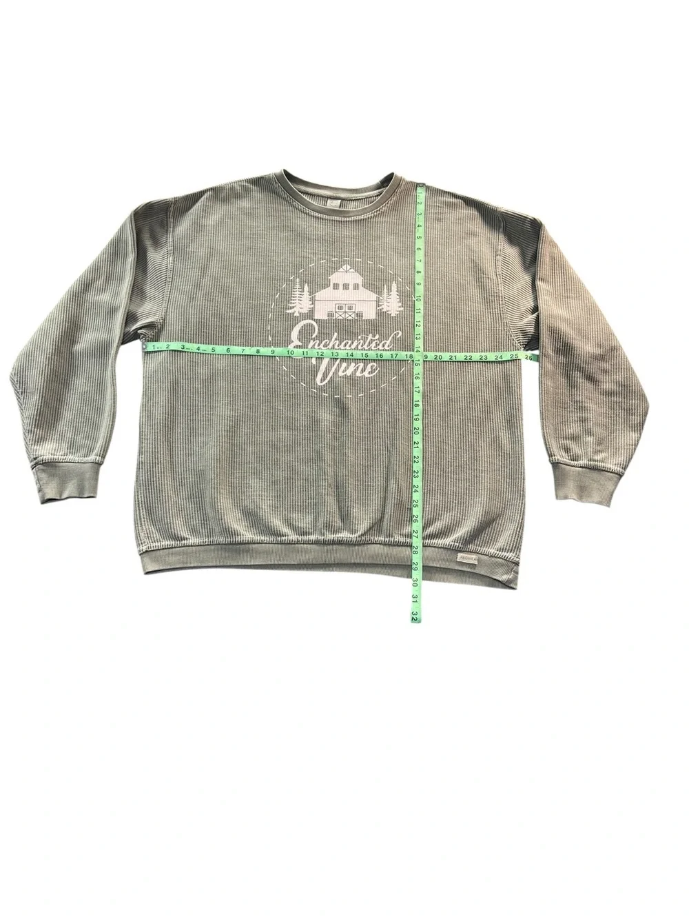 Ragwear Enchanted Vine Sage Green Vintage Wash Ribbed Sweatshirt Unisex Size XL